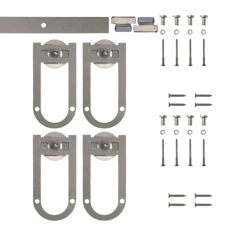 QUIET GLIDE Soft Close 60" Satin Nickel Horseshoe Min Double Barn Door Hardware NT.1310.08.SN-60-2-SC